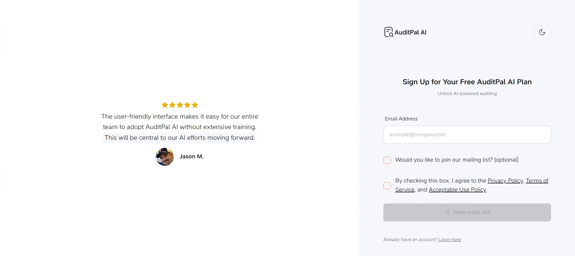 AuditPal AI Sign-Up Page