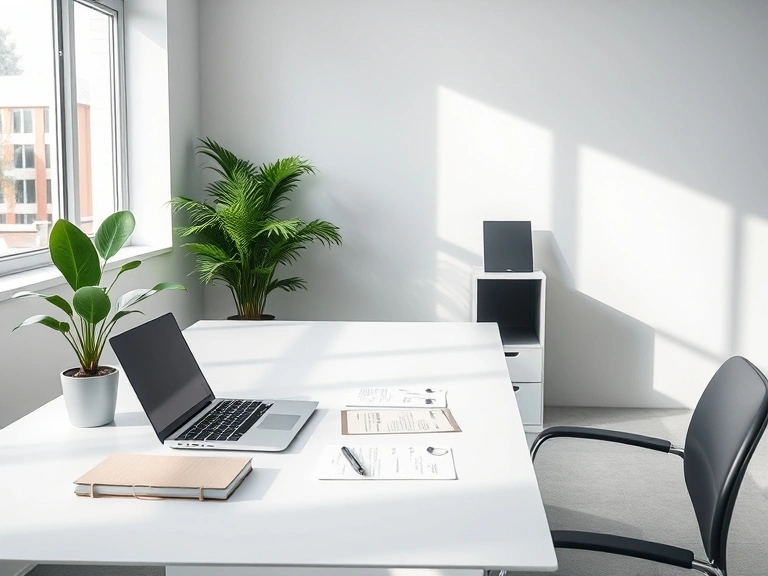 Professional workspace highlighting ethical auditing principles with laptop and documents